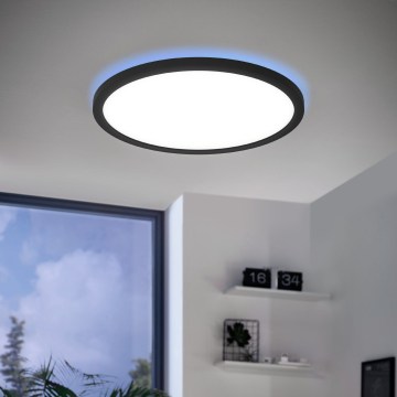 Eglo 31703 - LED RGBW Stmívatelné stropní svítidlo ROVITO-Z LED/14,6W/230V 2700-6500K pr. 29,5 cm černá