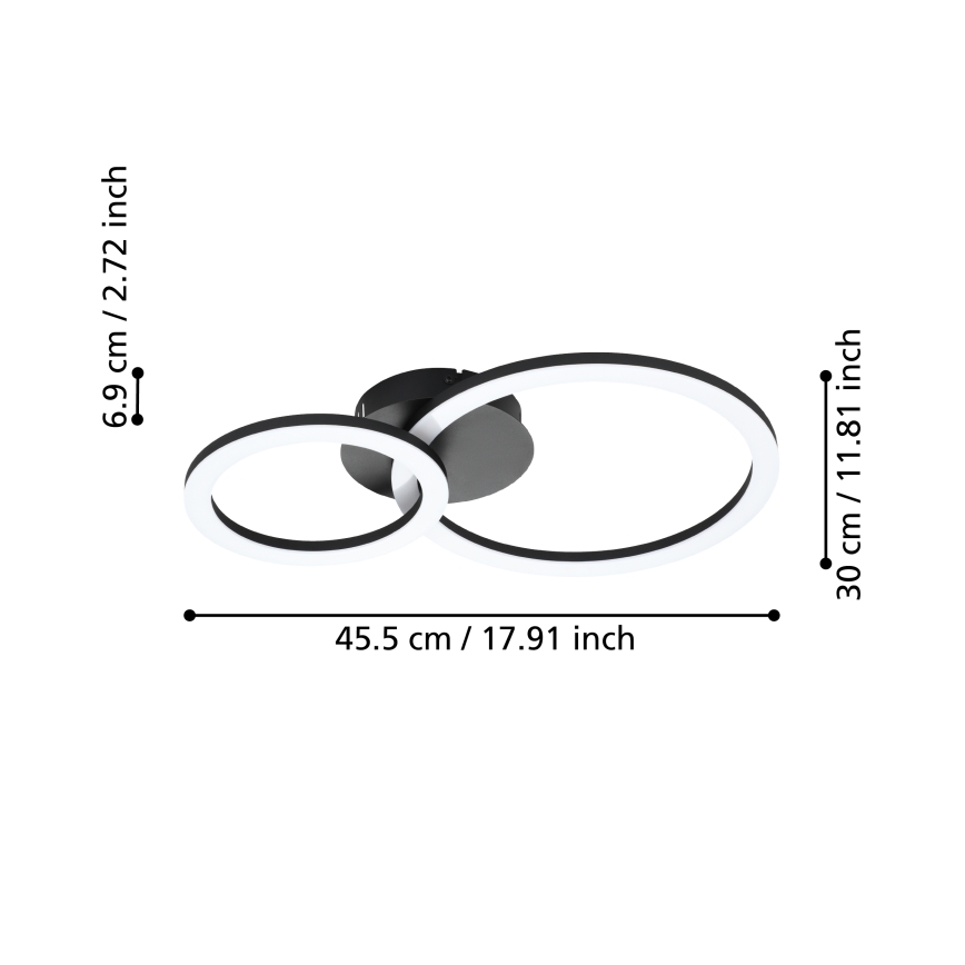 Eglo 31772 - LED Stmívatelné stropní svítidlo PARRAPOS-Z LED/15W/230V 3000-6500K černá