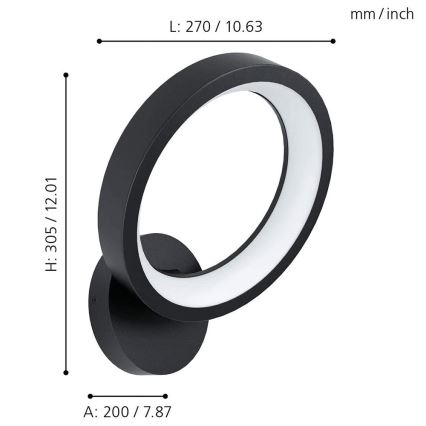 Eglo 32325 - LED RGBW Stmívatelné nástěnné svítidlo MARGHERA-C LED/16W/230V 2700-6500K černá