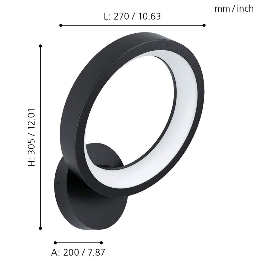 Eglo 32325 - LED RGBW Stmívatelné nástěnné svítidlo MARGHERA-C LED/16W/230V 2700-6500K černá