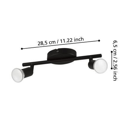 Eglo - LED Bodové svítidlo 2xGU10/2,8W/230V 3000K černá