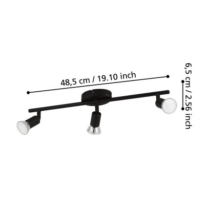 Eglo - LED Bodové svítidlo 3xGU10/2,8W/230V 3000K černá