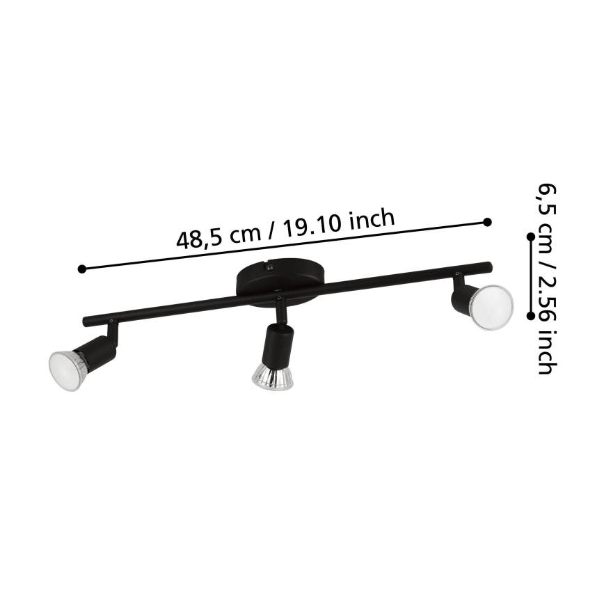 Eglo - LED Bodové svítidlo 3xGU10/2,8W/230V 3000K černá