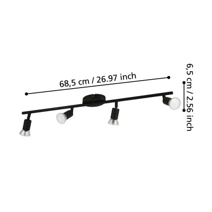 Eglo - LED Bodové svítidlo 4xGU10/2,8W/230V 3000K černá
