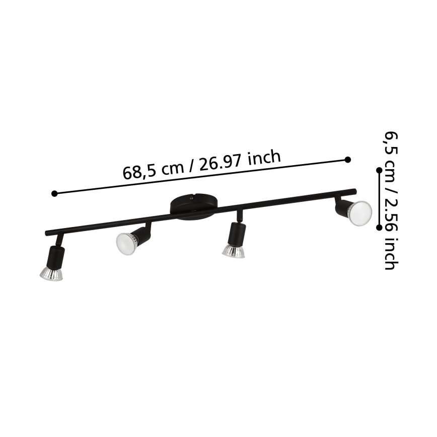 Eglo - LED Bodové svítidlo 4xGU10/2,8W/230V 3000K černá