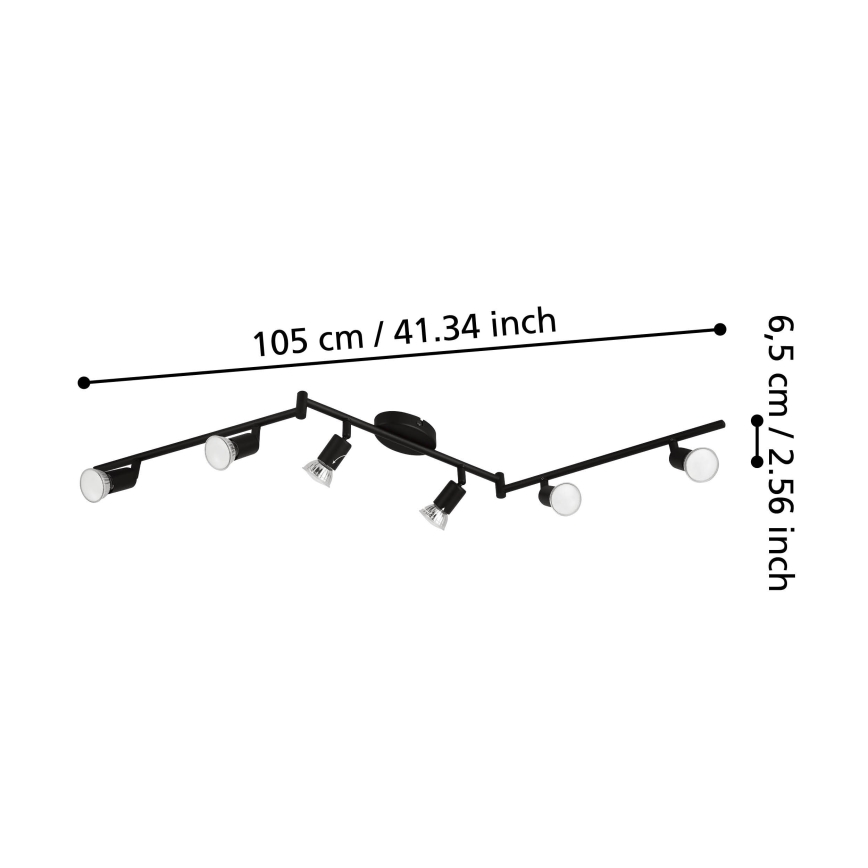 Eglo - LED Bodové svítidlo 6xGU10/2,8W/230V 3000K černá