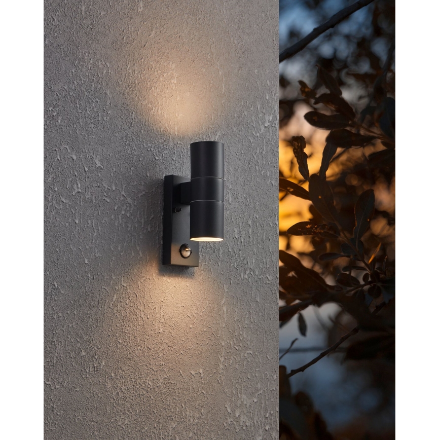 Eglo - LED Venkovní nástěnné svítidlo se senzorem 2xGU10/3W/230V IP44