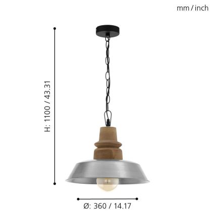 Eglo 33024 - Lustr na řetězu RIDDLECOMBE 1xE27/60W/230V