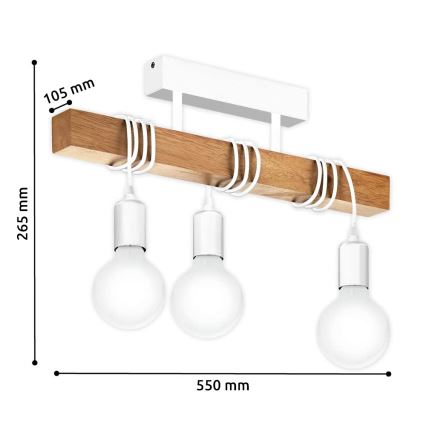 Eglo - Lustr přisazený TOWNSHEND 3xE27/60W/230V