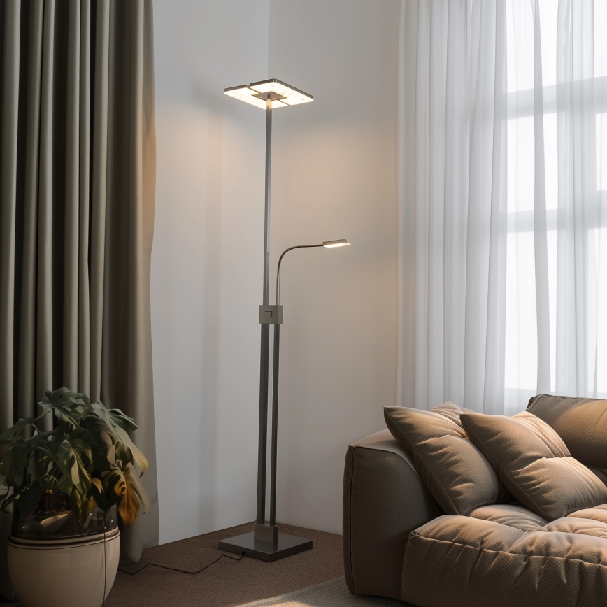 Eglo 33182 - LED Stmívatelná stojací lampa SOLANO 1xLED/26W/230V +1xLED/3,2W 3000K matný chrom