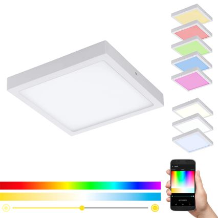 Eglo 33209 - LED RGBW Stmívatelné stropní svítidlo FUEVA-C LED/21W/230V 2700-6500K 30x30 cm bílá