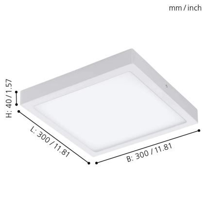 Eglo 33209 - LED RGBW Stmívatelné stropní svítidlo FUEVA-C LED/21W/230V 2700-6500K 30x30 cm bílá