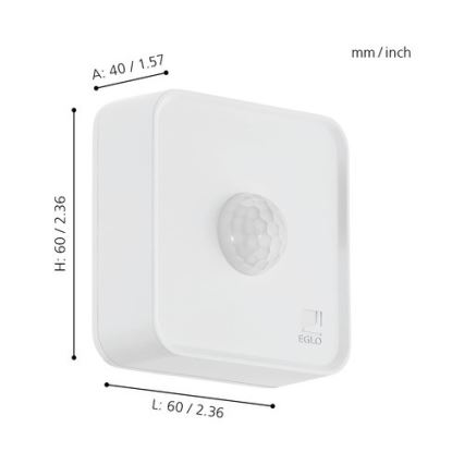 Eglo 33236 - Venkovní pohybový senzor CONNECT SENSOR 3xAA 12 m bílá IP44