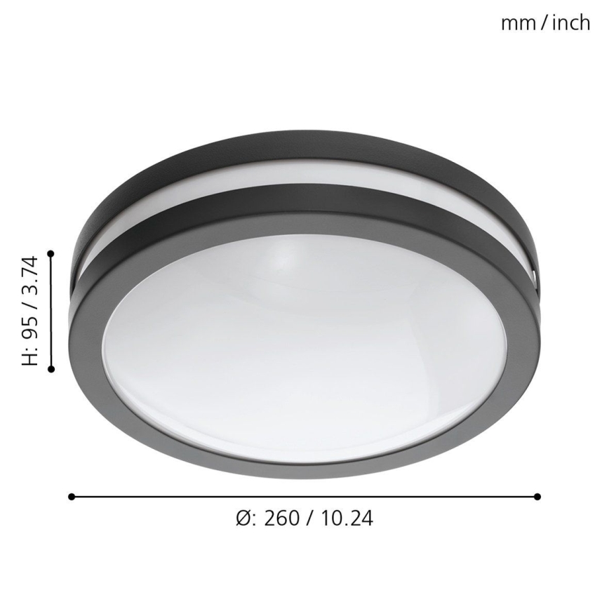 Eglo 33571 - LED Stmívatelné koupelnové stropní svítidlo LOCANA-C LED/14W/230V IP44 antaracit