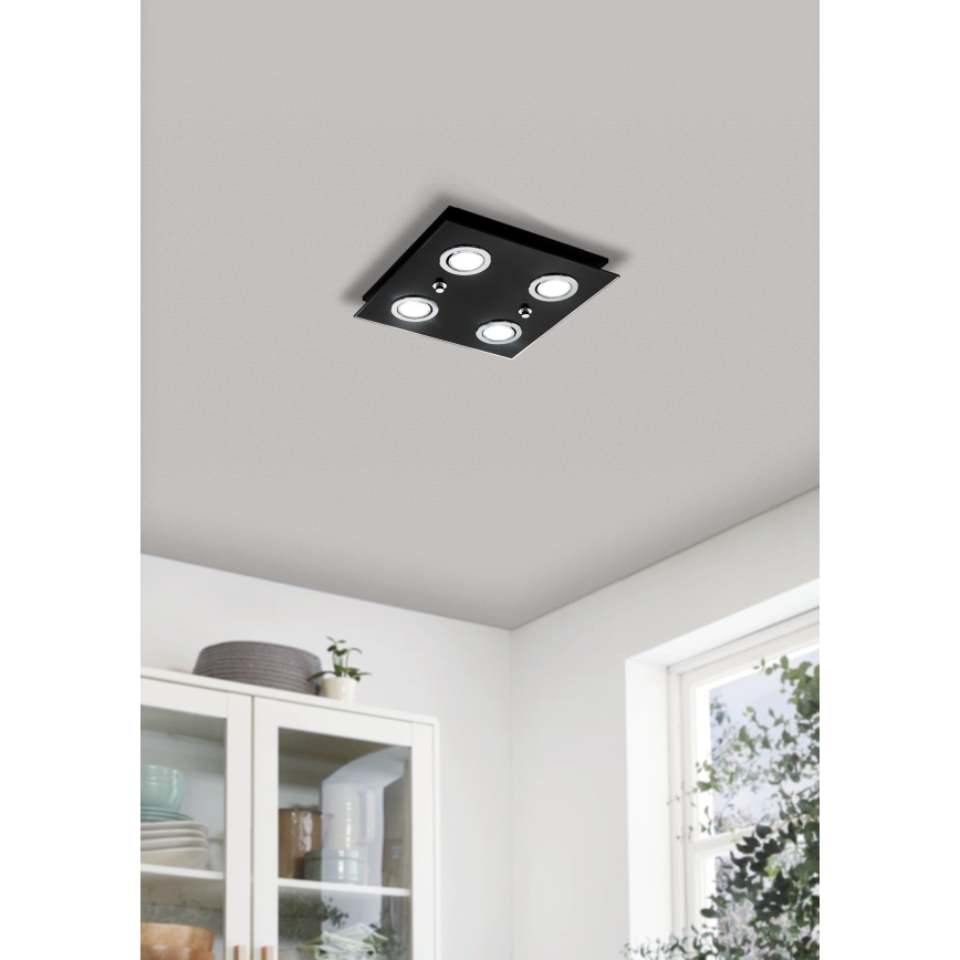 Eglo 33804 - LED Stropní svítidlo GRATTINO 4xGU10/2,8W/230V 3000K černá