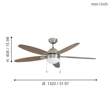 Eglo - Stropní ventilátor 1xE14/60W/230V