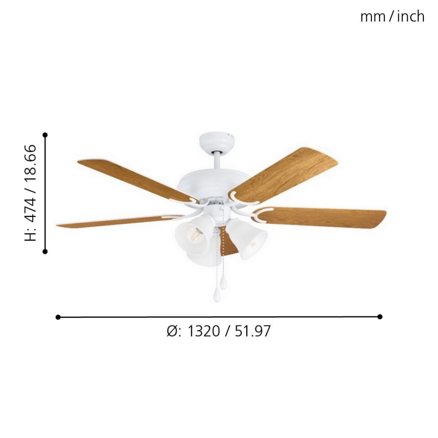 Eglo 35076 - Stropní ventilátor LAS PALMAS 3xE27/40W/230V hnědá