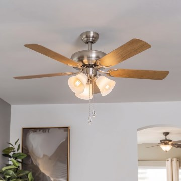 Eglo 35077 - Stropní ventilátor LAS PALMAS 3xE27/40W/230V matný chrom/hnědá