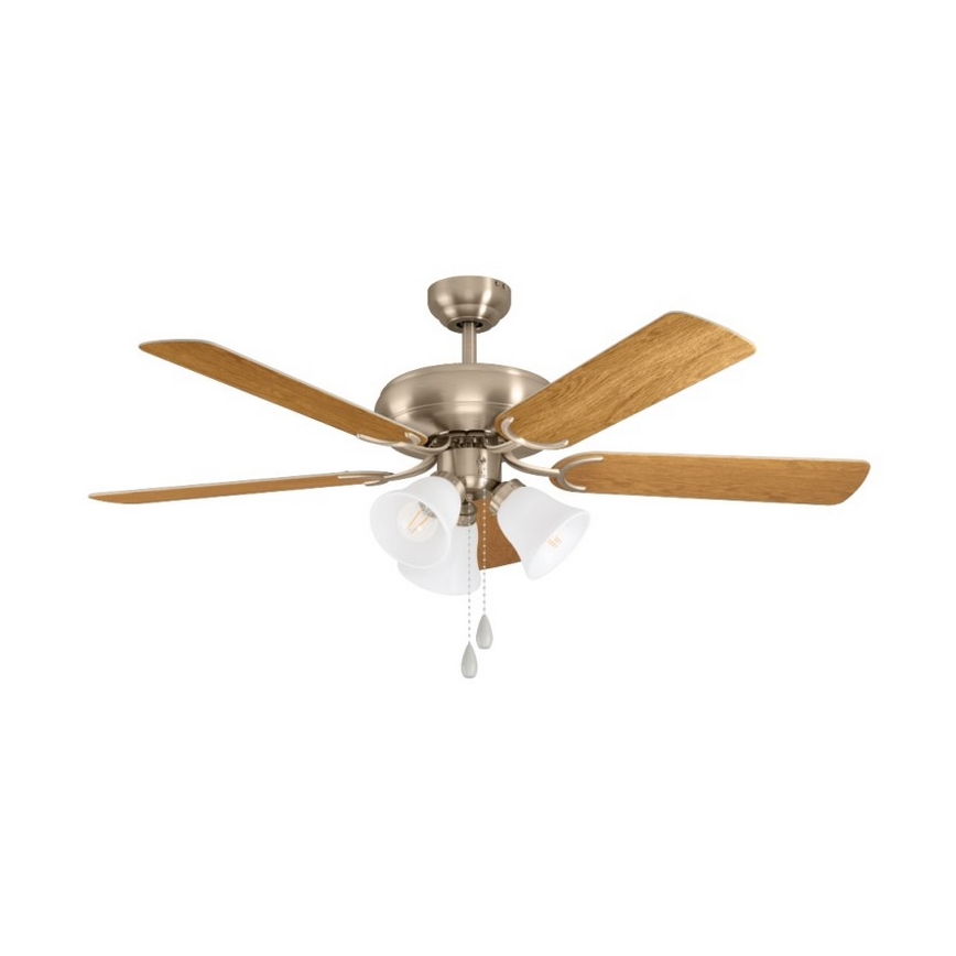 Eglo 35077 - Stropní ventilátor LAS PALMAS 3xE27/40W/230V matný chrom/hnědá