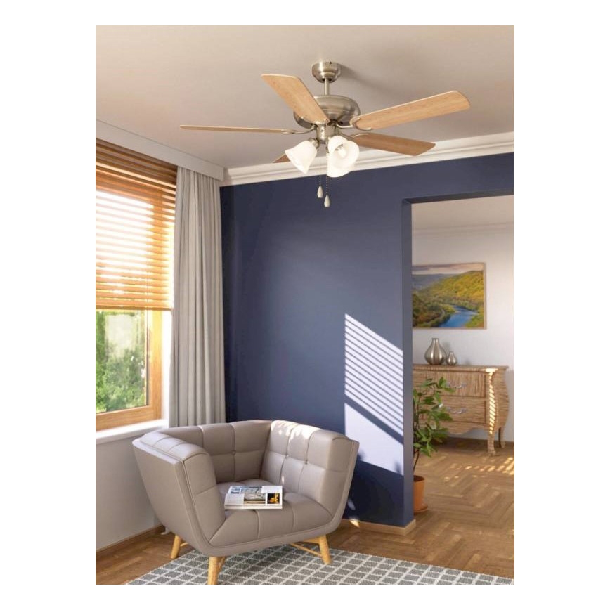 Eglo 35077 - Stropní ventilátor LAS PALMAS 3xE27/40W/230V matný chrom/hnědá