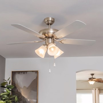 Eglo 35077 - Stropní ventilátor LAS PALMAS 3xE27/40W/230V matný chrom/šedá