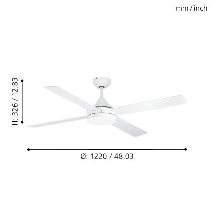 Eglo - LED Stropní ventilátor LED/20W/230V 3000/4000/5000K + dálkové ovládání bílá