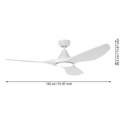 Eglo - LED Stropní ventilátor LED/19W/230V pr. 132 cm bílá + dálkové ovládání
