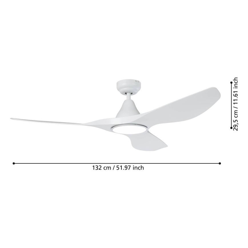 Eglo - LED Stropní ventilátor LED/19W/230V pr. 132 cm bílá + dálkové ovládání