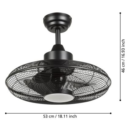 Eglo - LED Stropní ventilátor LED/15W/230V pr. 53 cm černá + dálkové ovládání