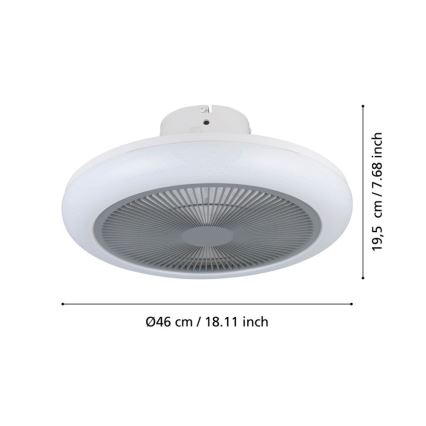 Eglo - LED Stmívatelný stropní ventilátor LED/25,5W/230V šedá + dálkové ovládání