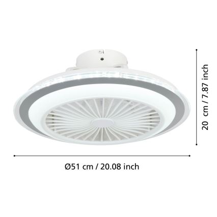 Eglo - LED Stmívatelný stropní ventilátor LED/25,5W/230V bílá/šedá 2700-6500K + dálkové ovládání