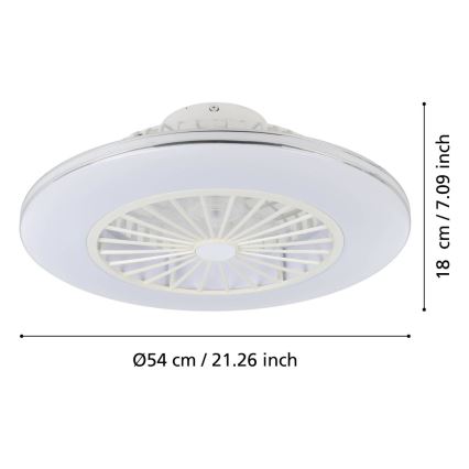 Eglo - LED Stmívatelný stropní ventilátor 3xLED/12,6W/230V pr. 55 cm bílá + dálkové ovládání