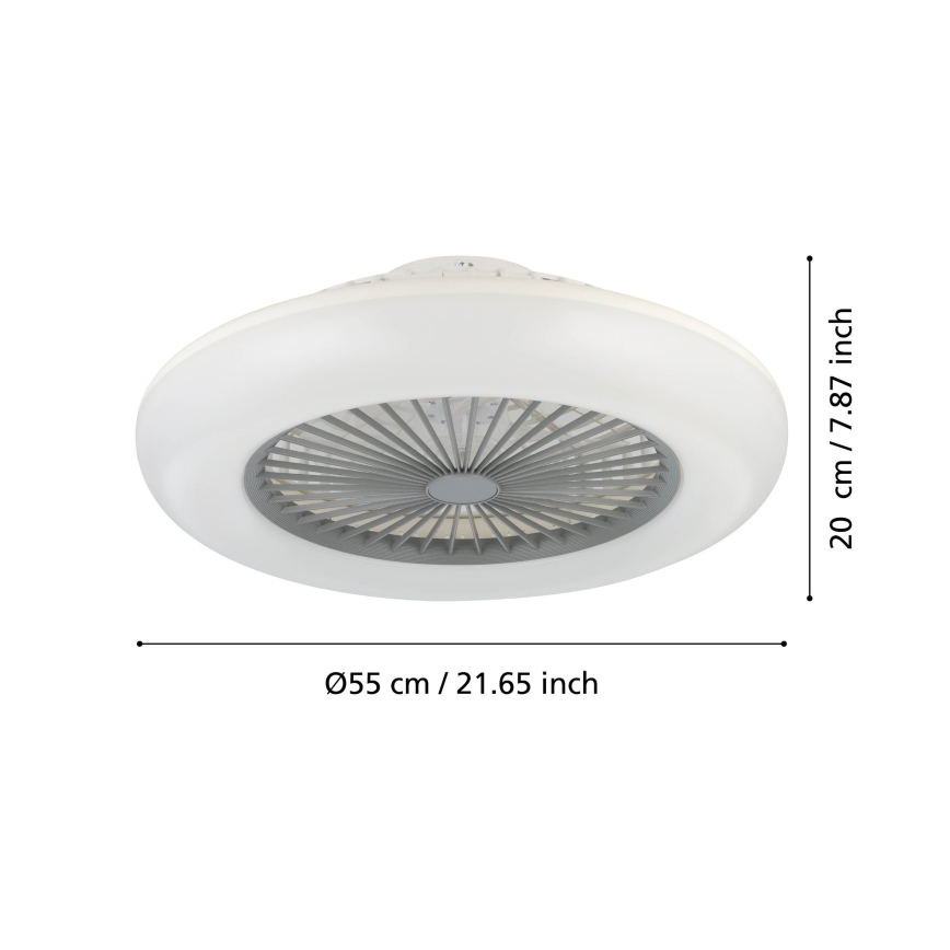Eglo - LED Stmívatelný stropní ventilátor 3xLED/12,6W/230V 2700-6500K pr. 55 cm šedá + dálkové ovládání