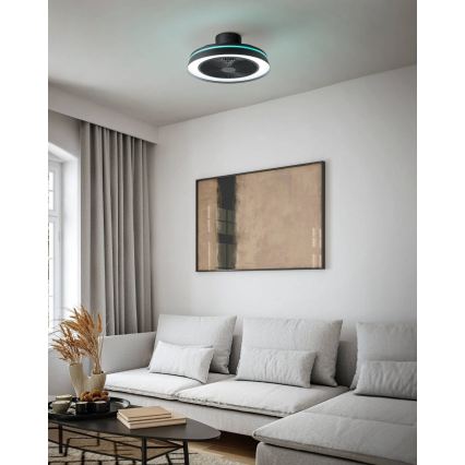 Eglo - LED RGBW Stmívatelný stropní ventilátor 3xLED/8,5W/230V+LED/6W 2700-6500K pr. 48 cm černá + dálkové ovládání