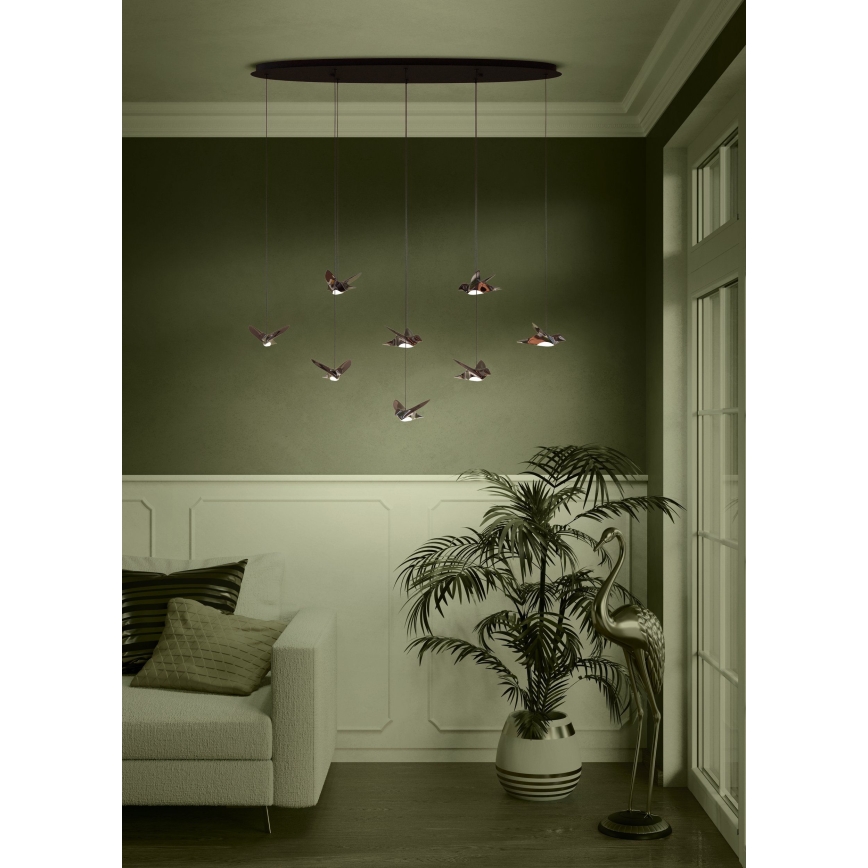Eglo - LED Stmívatelný lustr na lanku 8xLED/4,2W/230V 3000K černá