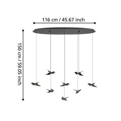 Eglo - LED Stmívatelný lustr na lanku 8xLED/4,2W/230V 3000K černá