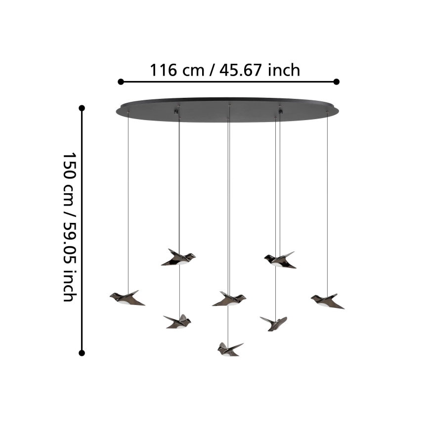 Eglo - LED Stmívatelný lustr na lanku 8xLED/4,2W/230V 3000K černá