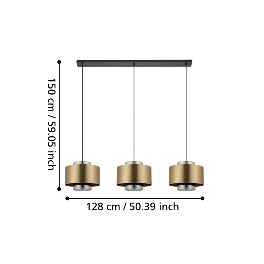 Eglo - Lustr na lanku 3xE27/40W/230V zlatá
