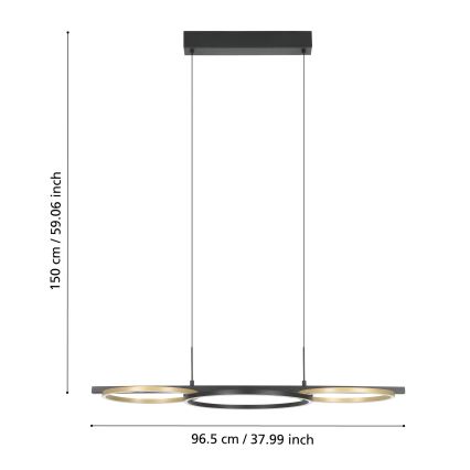 Eglo - LED Stmívatelný lustr na lanku 2xLED/12,5W/230V + LED/15,5W 3000K černá