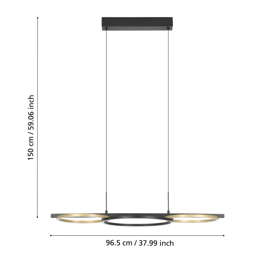 Eglo - LED Stmívatelný lustr na lanku 2xLED/12,5W/230V + LED/15,5W 3000K černá