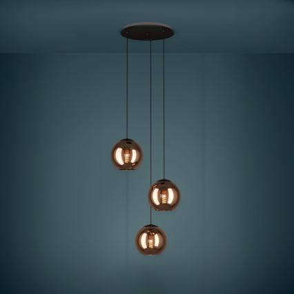 Eglo - Lustr na lanku 3xE27/40W/230V měděná