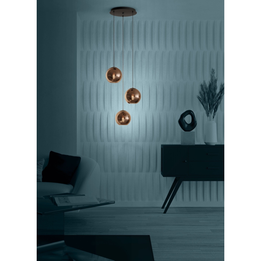 Eglo - Lustr na lanku 3xE27/40W/230V měděná