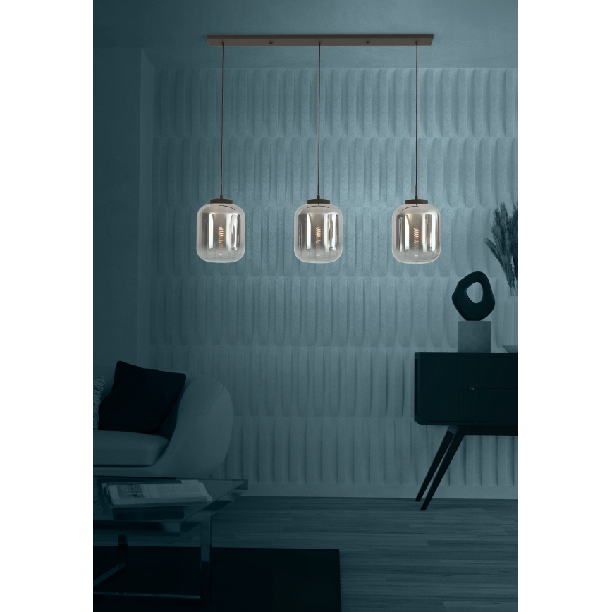 Eglo - Lustr na lanku 3xE27/40W/230V kouřová