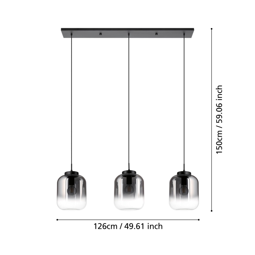 Eglo - Lustr na lanku 3xE27/40W/230V kouřová