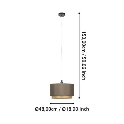 Eglo - Lustr na lanku 1xE27/40W/230V hnědá