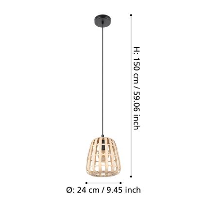 Eglo - Lustr na lanku 1xE27/40W/230V pr. 24 cm bambus