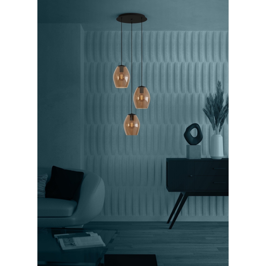 Eglo - Lustr na lanku 3xE27/40W/230V hnědá