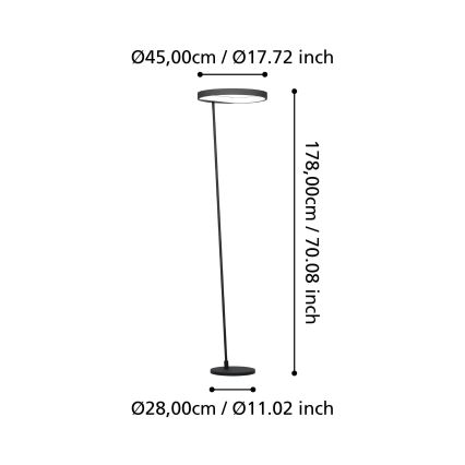 Eglo - LED Stmívatelná stojací lampa LED/23W/230V 3000K černá