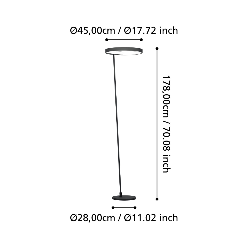 Eglo - LED Stmívatelná stojací lampa LED/23W/230V 3000K černá