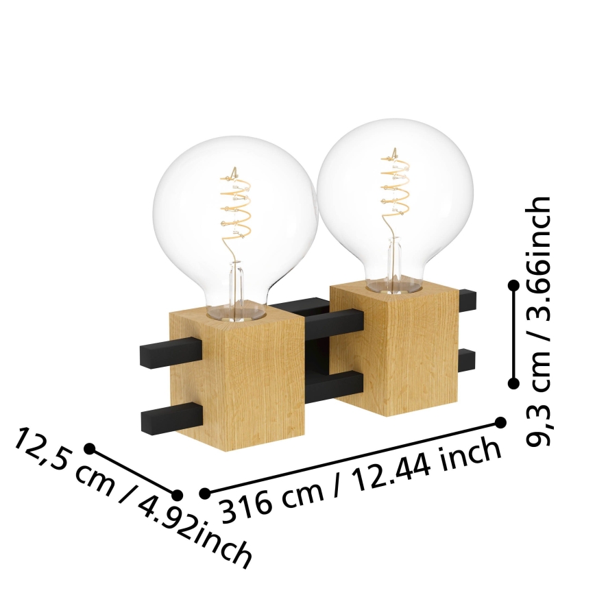 Eglo - Nástěnné svítidlo 2xE27/40W/230V černá/hnědá